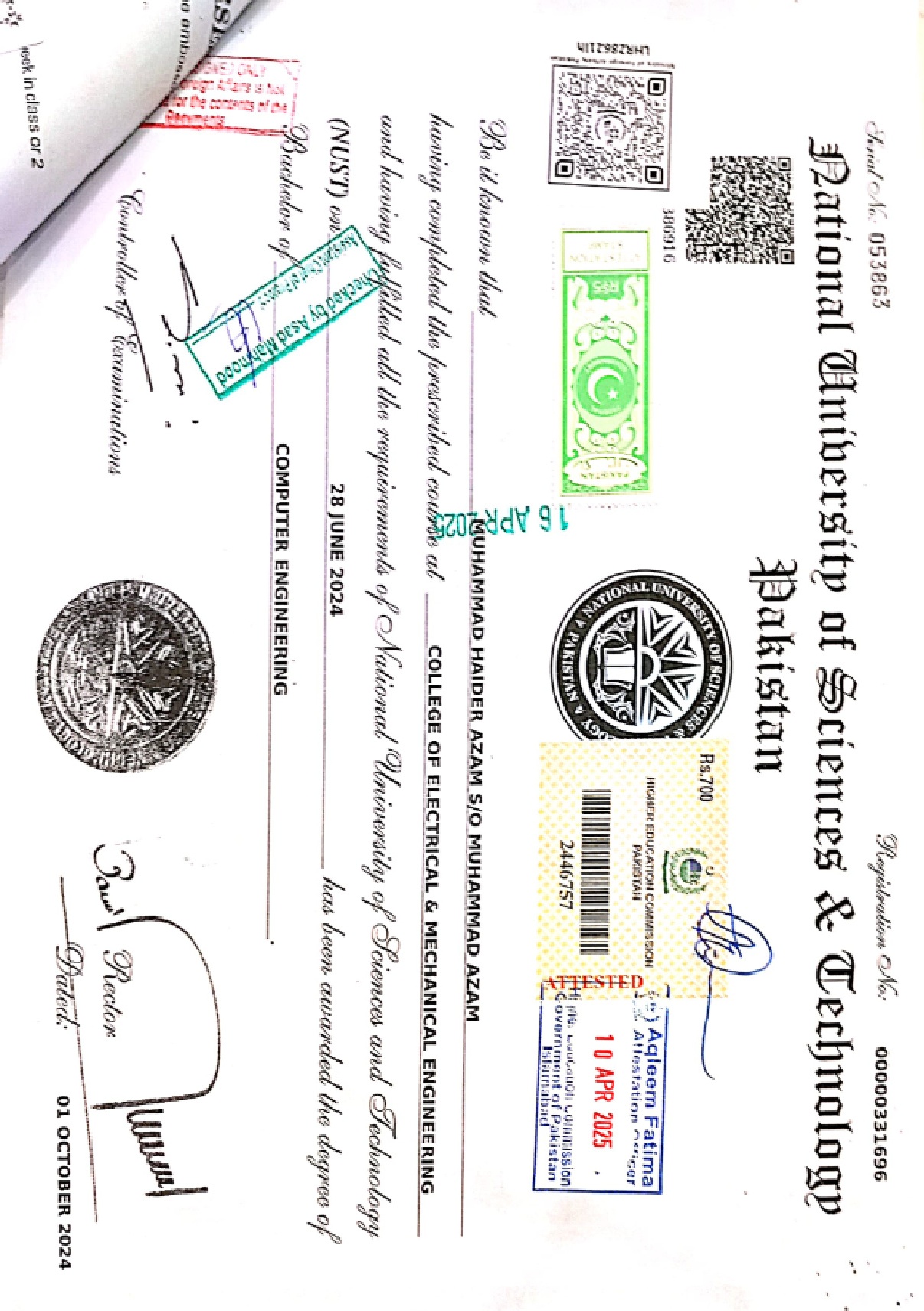 Sample Apostille Attestation (Hague Convention) document