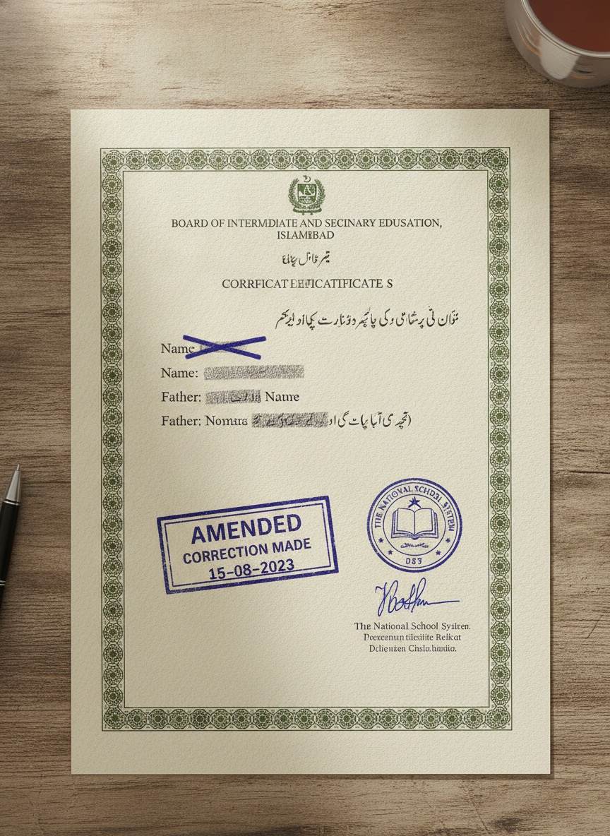 Sample Board Certificate Correction document