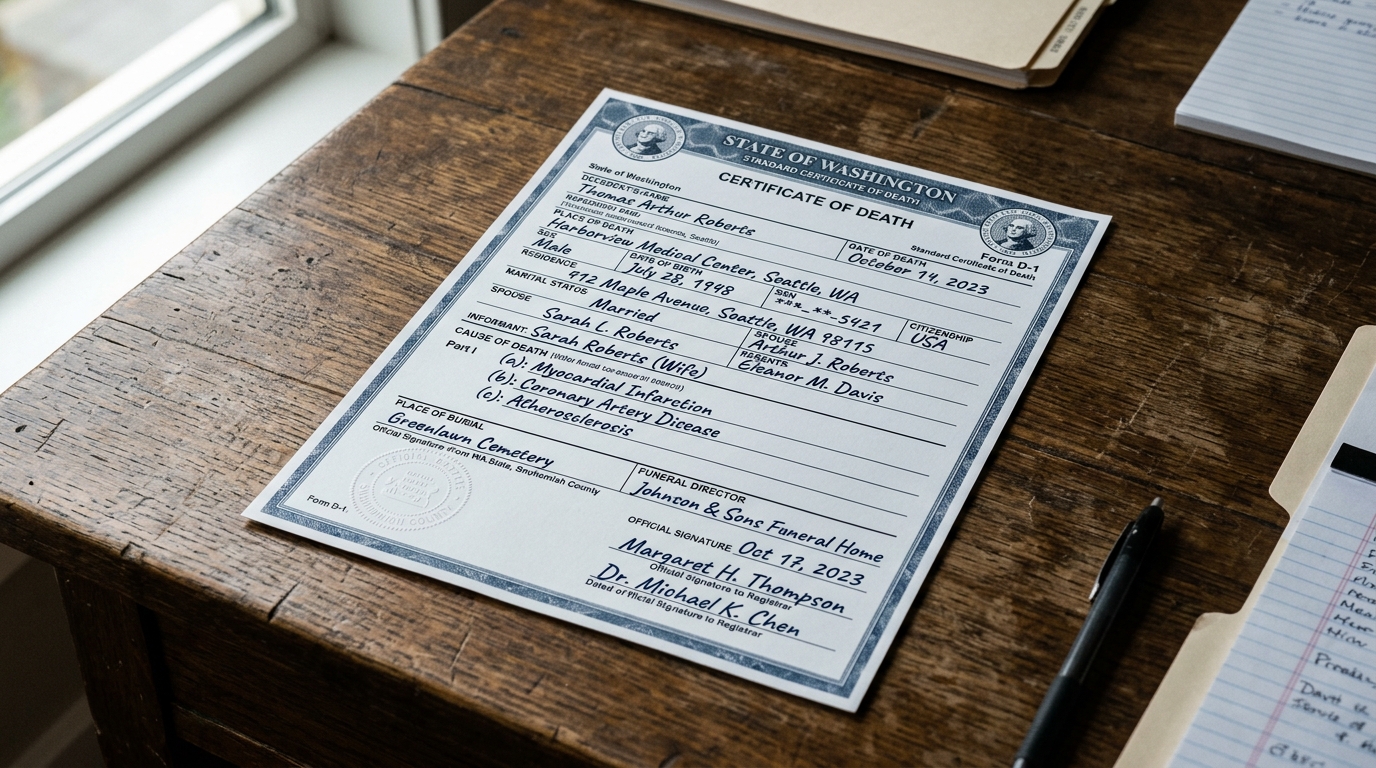 Sample Death Certificate (NADRA) Document
