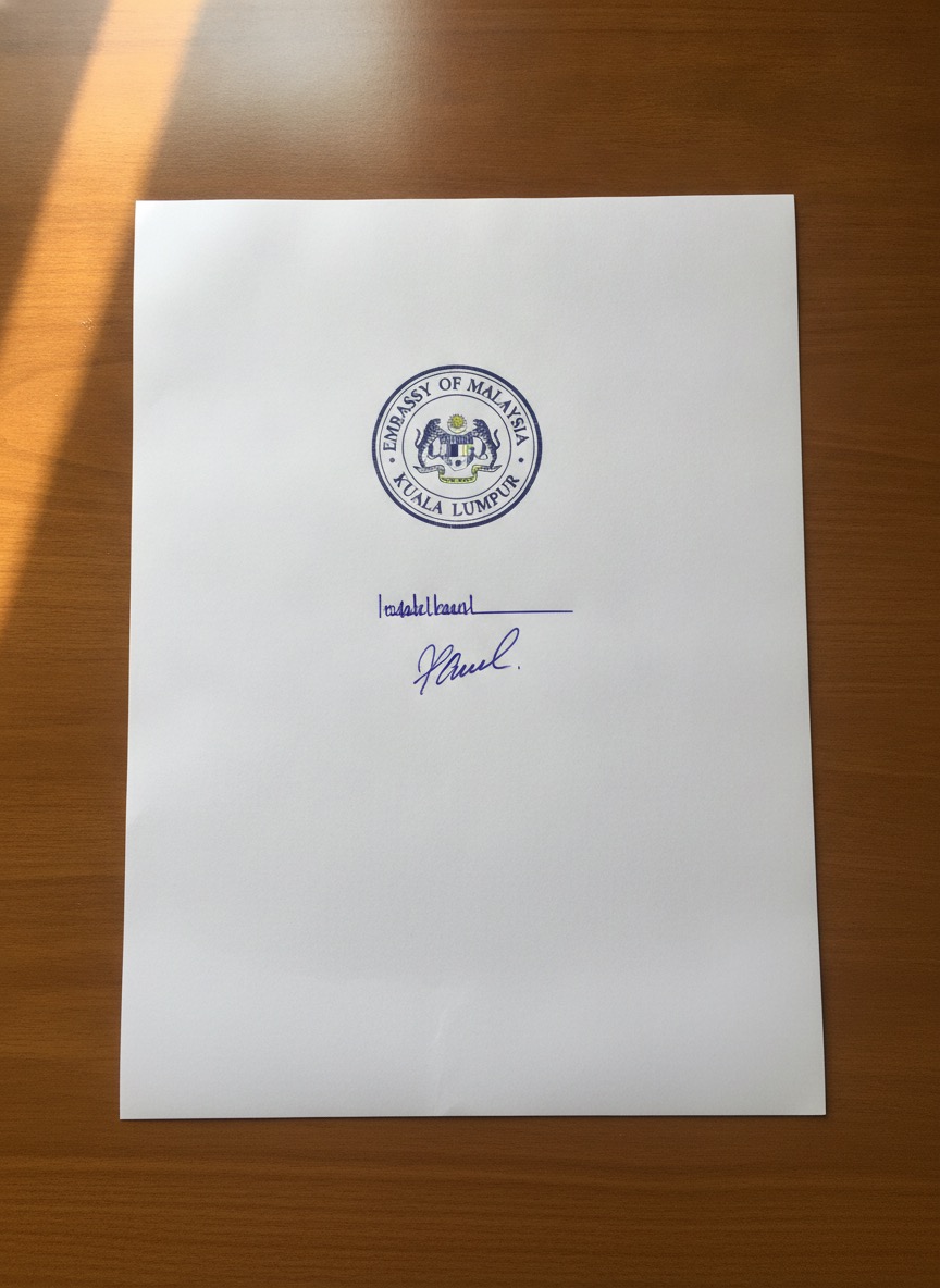 Sample Malaysia Embassy Attestation document
